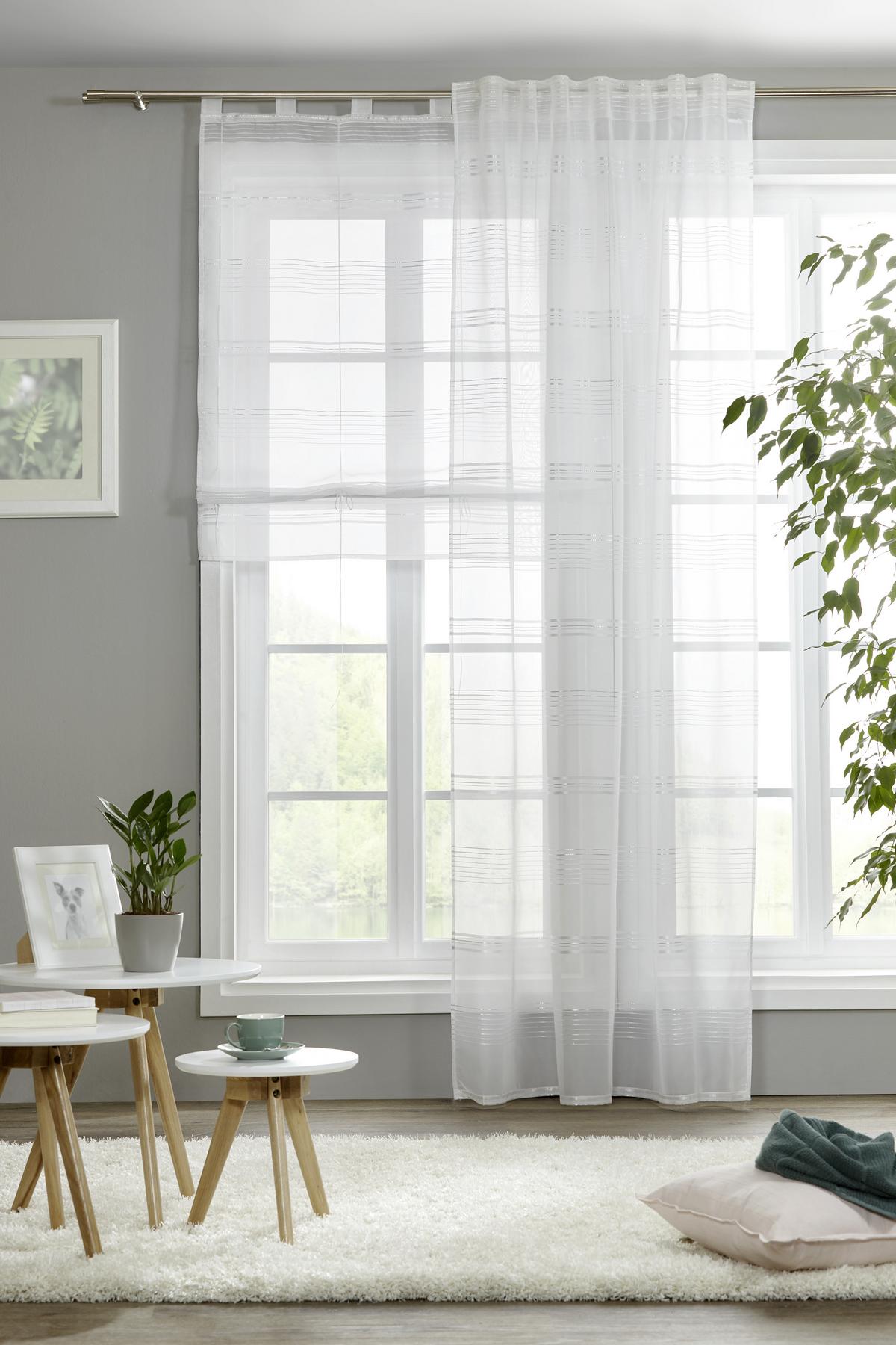 Perdea prefabricată Louis - alb, Konventionell, textil (140/245cm) - Modern Living