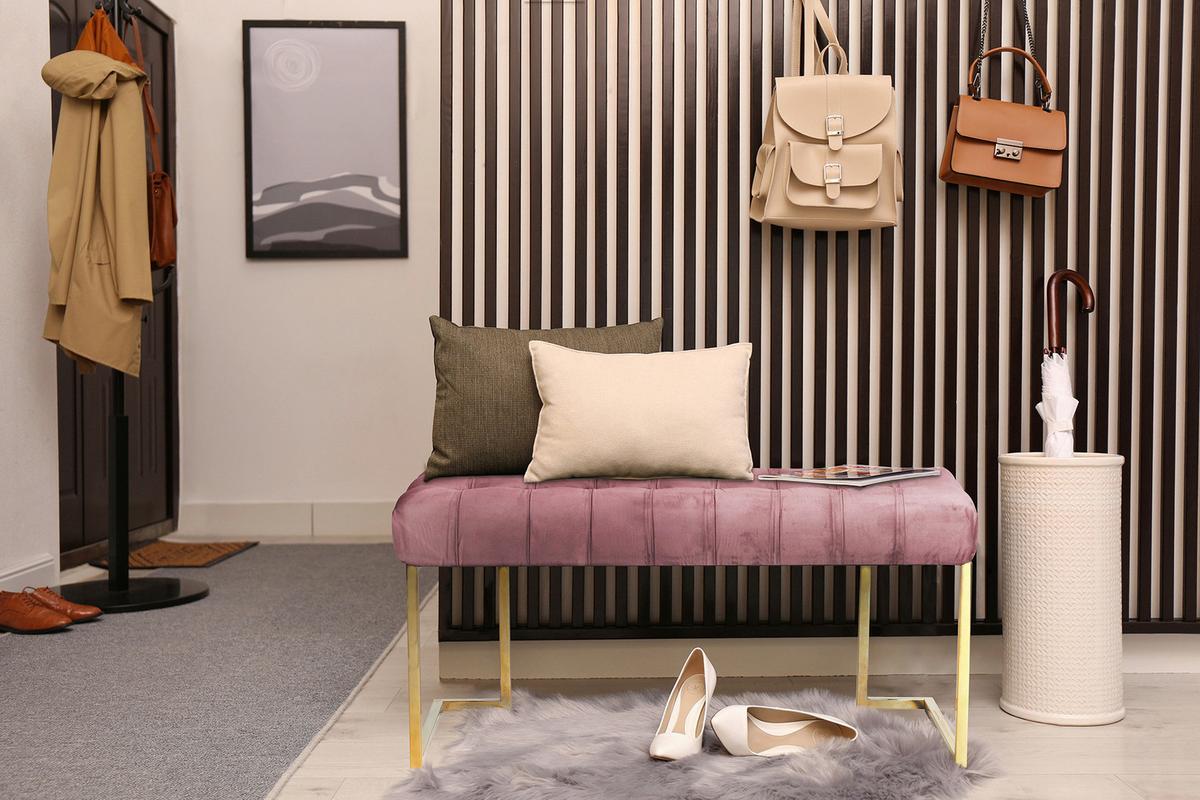 HOCKERBANK RARE 200 ALTROSA - Goldfarben/Altrosa, Design, Textil/Metall (47/48/100cm) - Kayoom