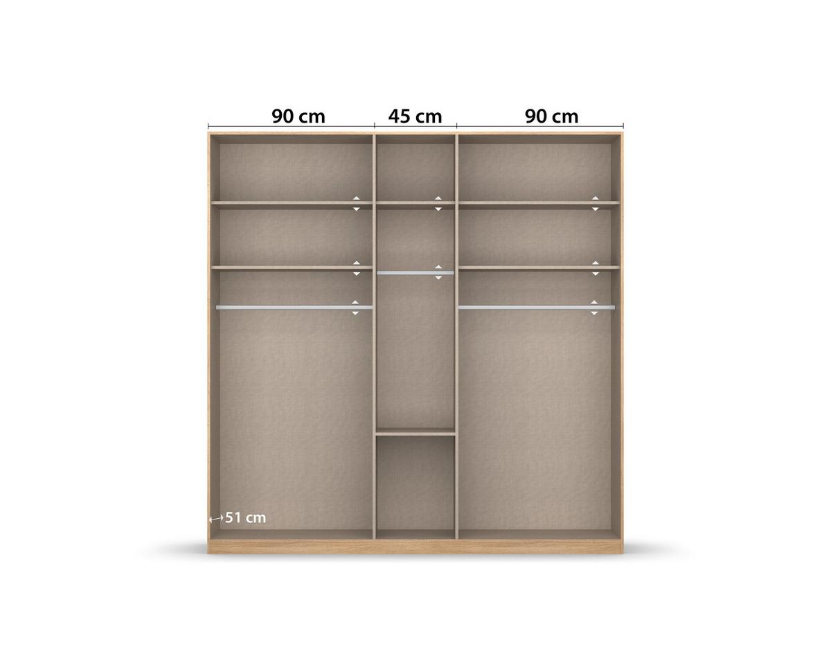 Drehtürenschrank Bingen Eichefarben - Eichefarben/Alufarben, MODERN, Holzwerkstoff/Kunststoff (226/229/54cm) - Rauch Möbel