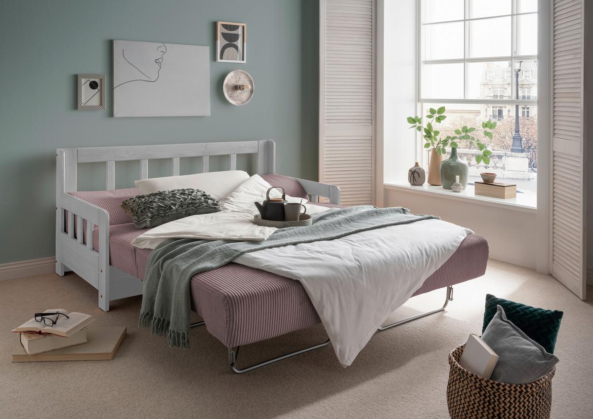 Schlafsofa Camino Holzkorpus Rosa - Rosa/Weiß, MODERN, Holz/Textil (154/88/90cm) - Livetastic