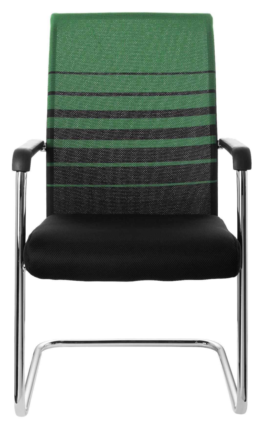 Konferenčni Stol Falcone V, Črna, Zelena - barve kroma/črna, Moderno, kovina/tekstil (57/104/55cm) - MID.YOU