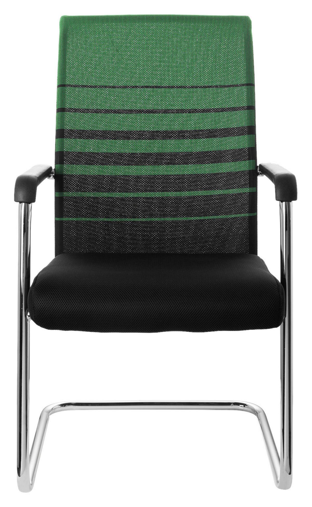 Konferenčni Stol Falcone V, Črna, Zelena - barve kroma/črna, Moderno, kovina/tekstil (57/104/55cm) - MID.YOU