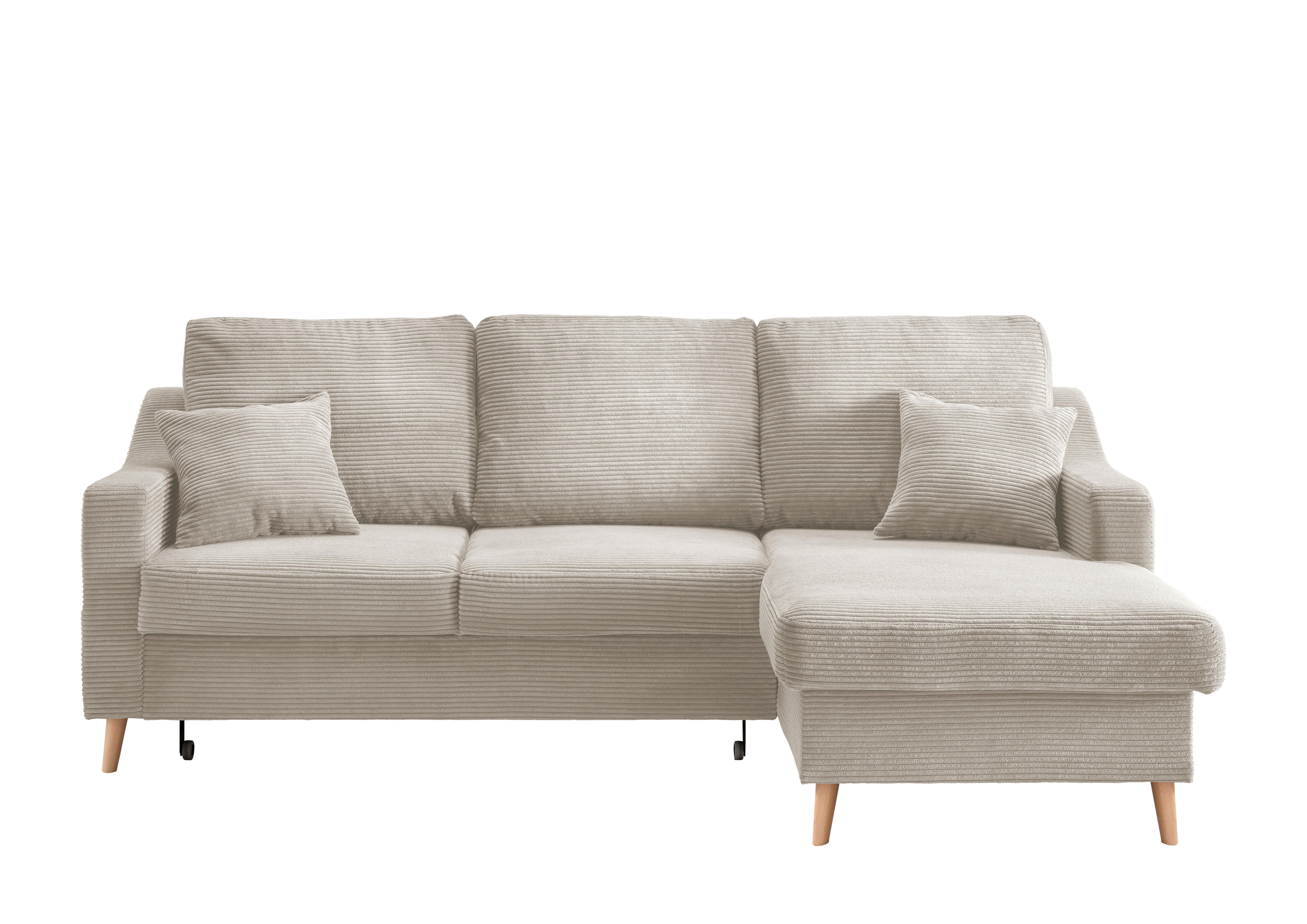 Ecksofa Valentina Cord ca. 228x150 cm Beige - Beige/Naturfarben, Design, Holz/Textil (228/150cm) - P & B