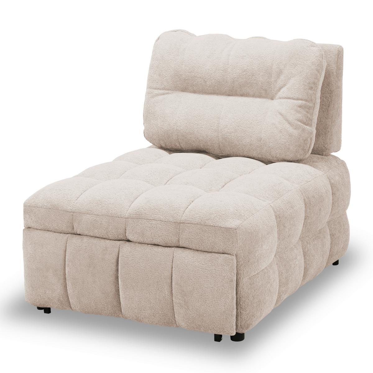 Schlafsessel Liara Webstoff Beige - Beige/Schwarz, MODERN, Holz/Textil (88/87/110cm) - Bessagi Home