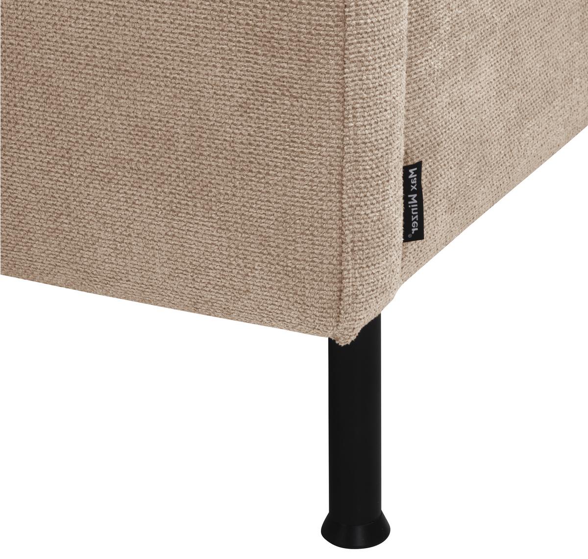 Ecksofa Nathan in Beige Flachgewebew. - Beige/Schwarz, MODERN, Textil/Metall (286/160cm) - Max Winzer