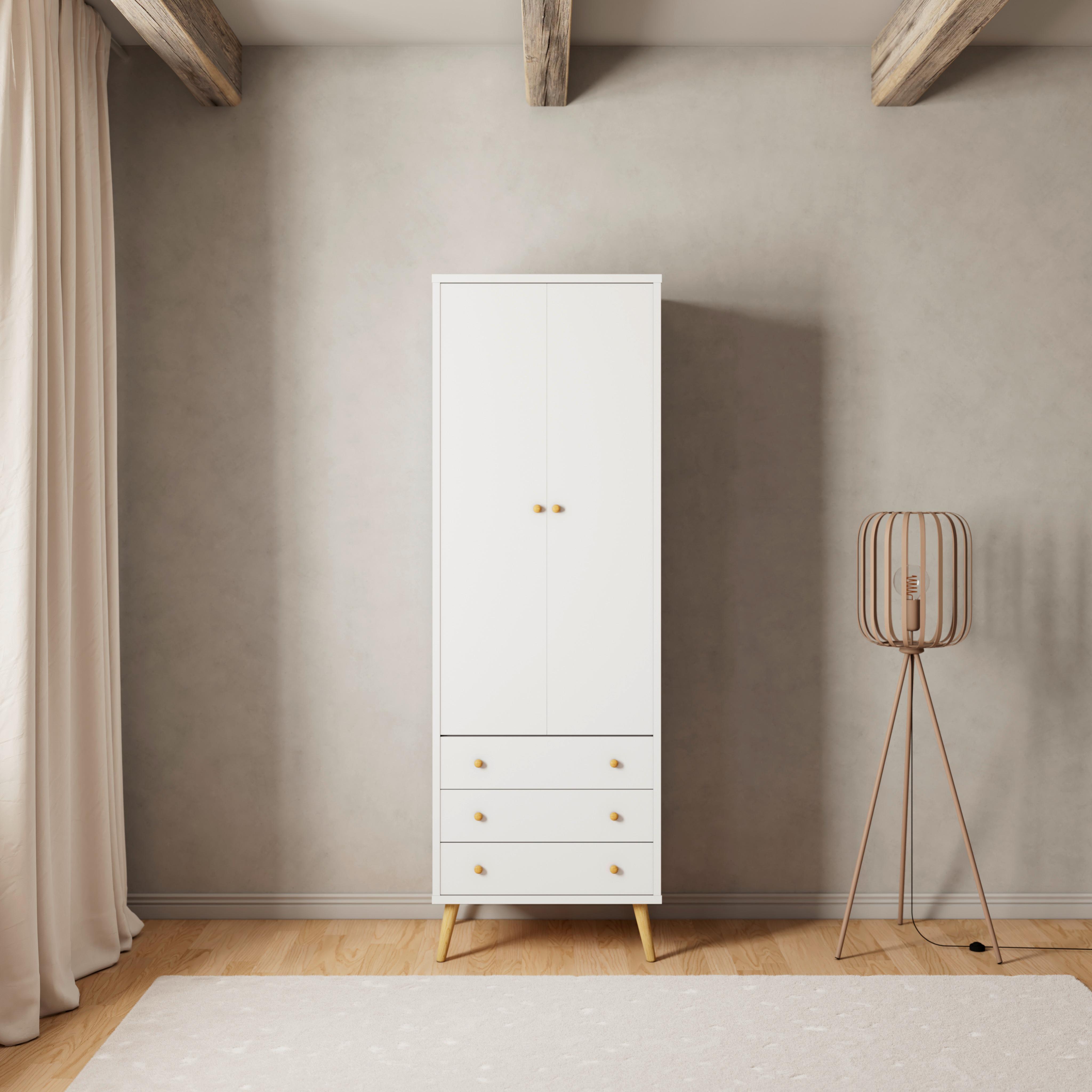 Omara Za Oblačila Ludo, Bela - bela/naravne barve, Moderno, kovina/les (60/180/40cm) - Bessagi Home