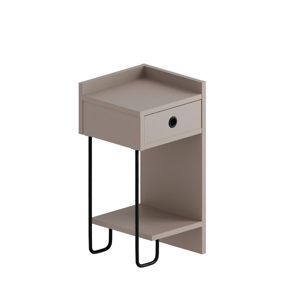 Nachtkästchen Sirius ca. 32x30x61 cm Mokka/Schwarz - Mokka, Design, Holzwerkstoff/Metall (32/61/30cm) - Livetastic