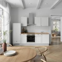Küchenleerblock Frame Low o. Geräte Weiß - Edelstahlfarben/Eichefarben, MODERN, Holzwerkstoff/Metall (270cm) - Nobilia