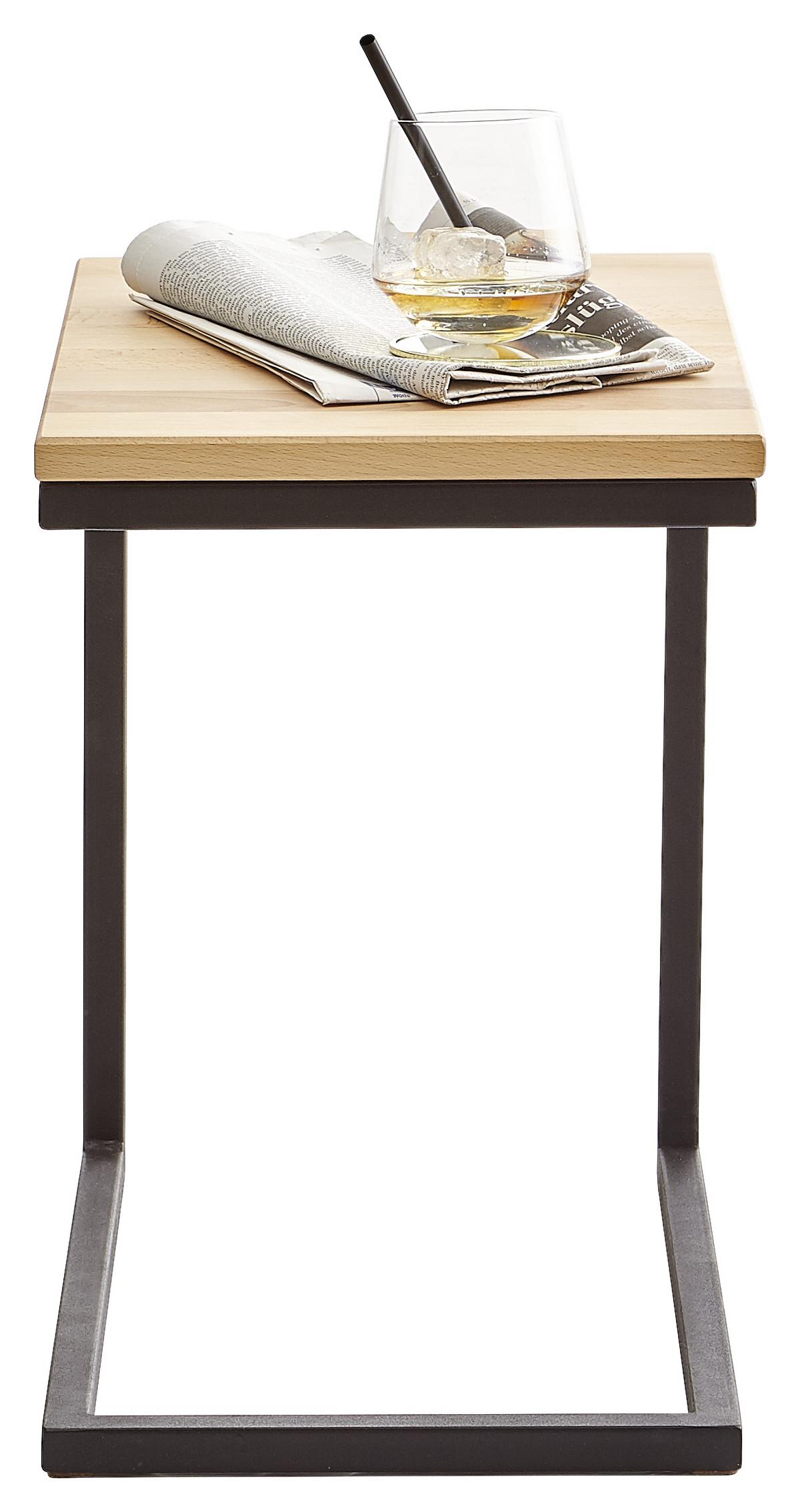 STOLIK BOCZNY TIBO - kolor bukowy/czarny, Natur, metal/drewno (30/45/45cm) - Xora
