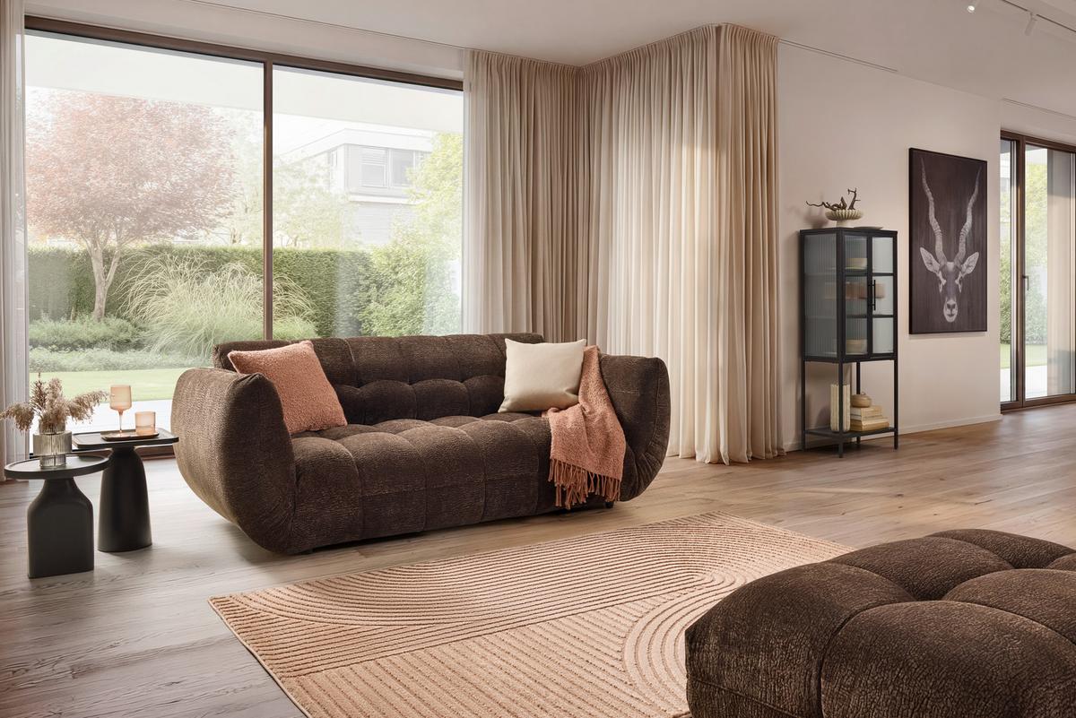 Bigsofa Carlos Dunkelbraun - Dunkelbraun/Schwarz, Modern, Kunststoff/Textil (218/81/104cm) - Mömax