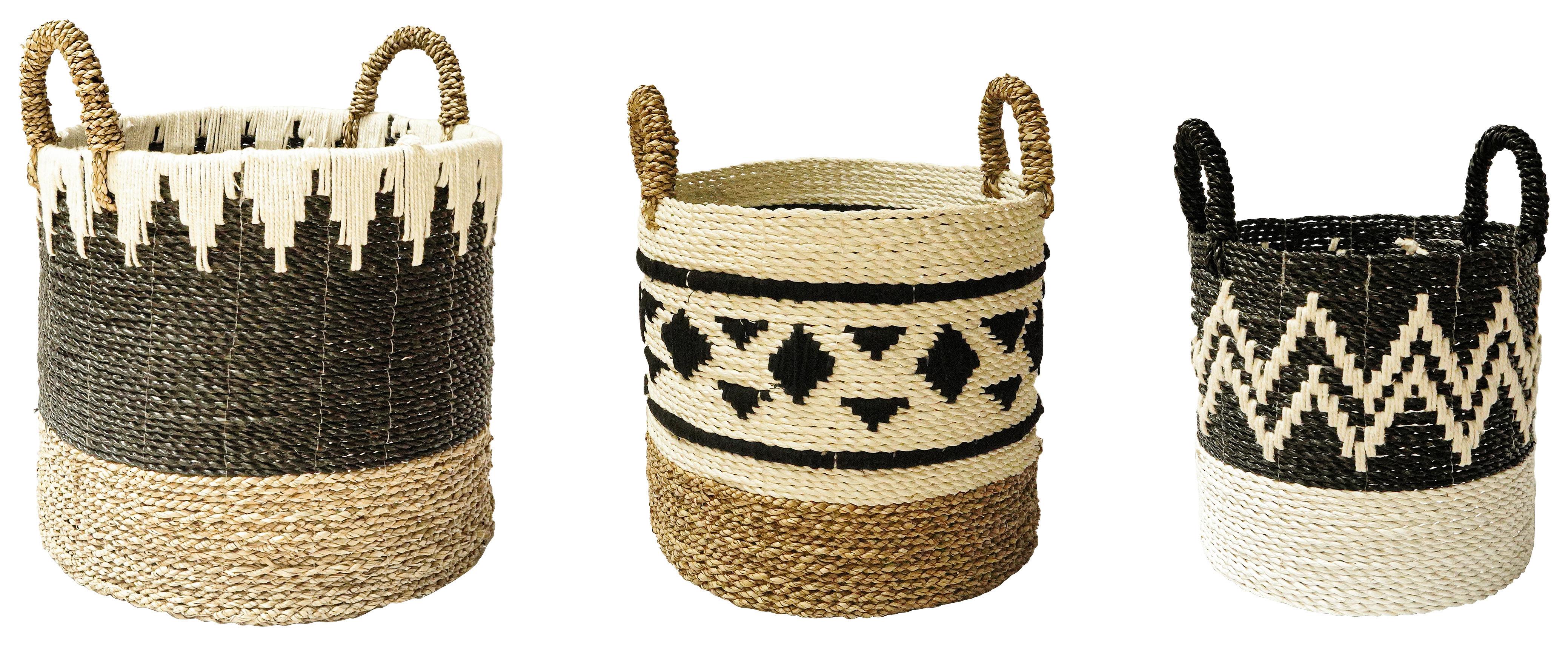 Pletena Košara Liv - S - črna/bela, Moderno, umetna masa/tekstil (31/30-38cm) - Premium Living