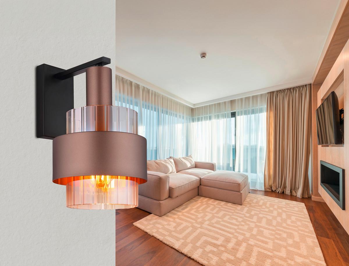 Zidna Svjetiljka 15560wa - narančasta/brončane boje, Design, staklo/metal (18,5/23,5/29,5cm) - Globo