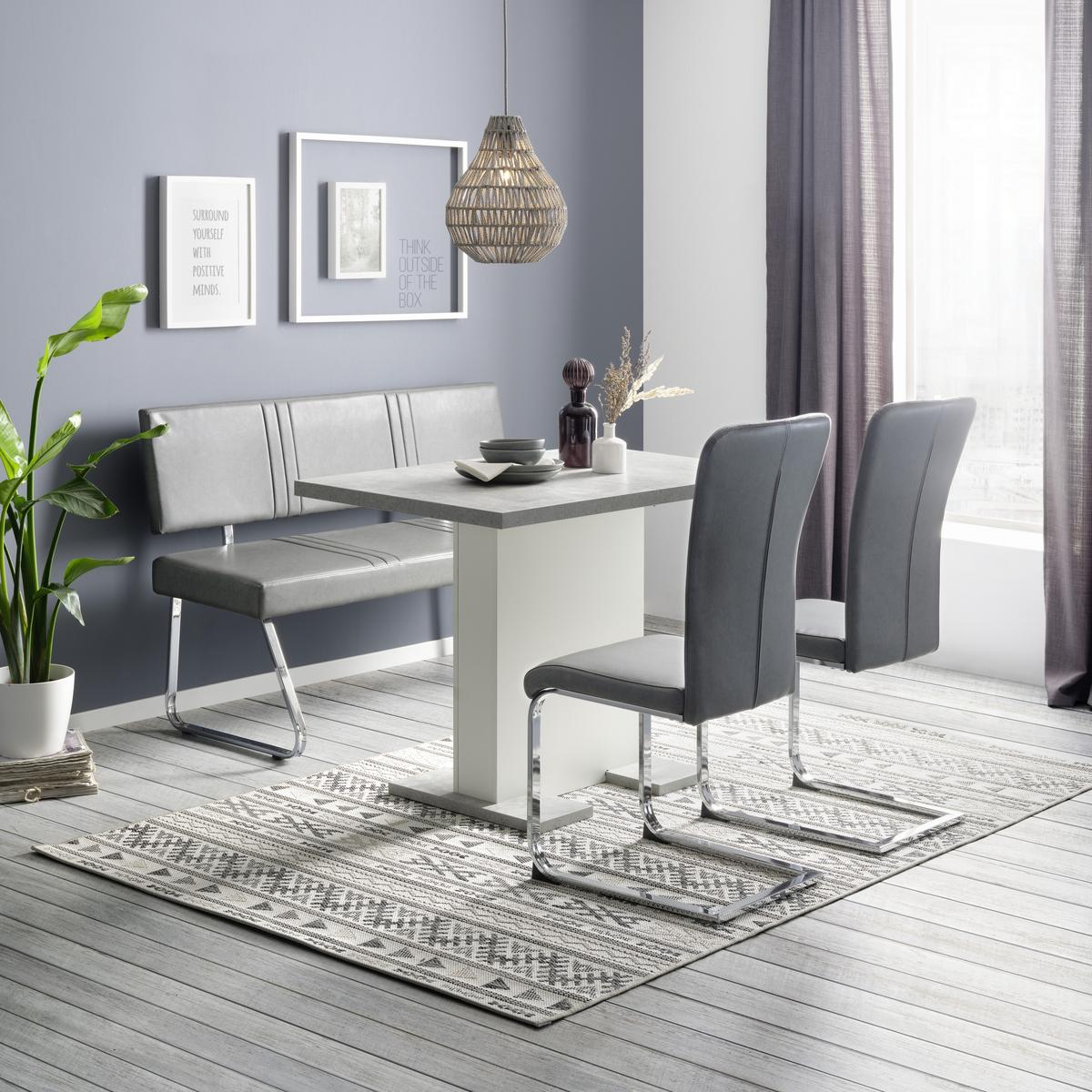 banc in Grau - gris/couleur chromée, Modern, métal/textile (140/84,5/57cm) - Mömax