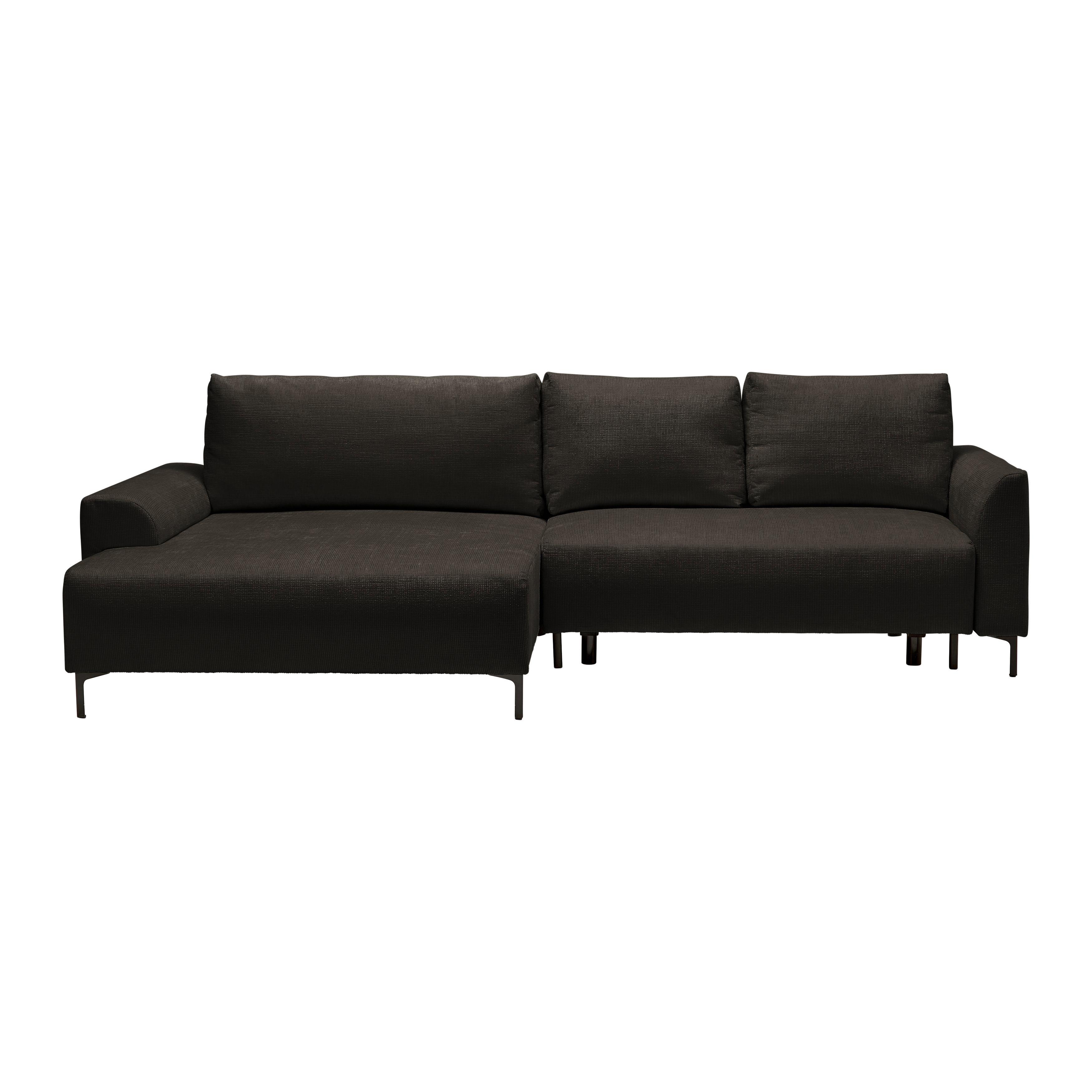Ecksofa Integra Beige - Anthrazit/Schwarz, Textil/Metall (170/81-93/294cm) - Mömax