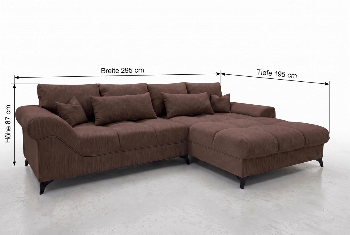 Ecksofa Noah Dunkelrot - Schwarz/Dunkelrot, MODERN, Holzwerkstoff/Kunststoff (295/195cm) - Based