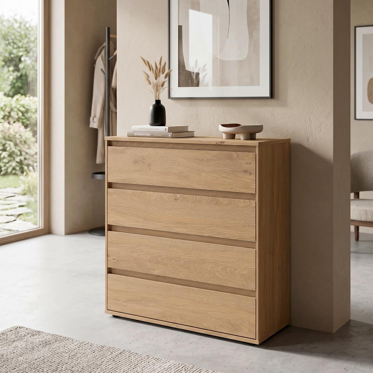 Comodă Calzado - culoare lemn stejar, Modern, material pe bază de lemn (75/85/35cm) - Modern Living