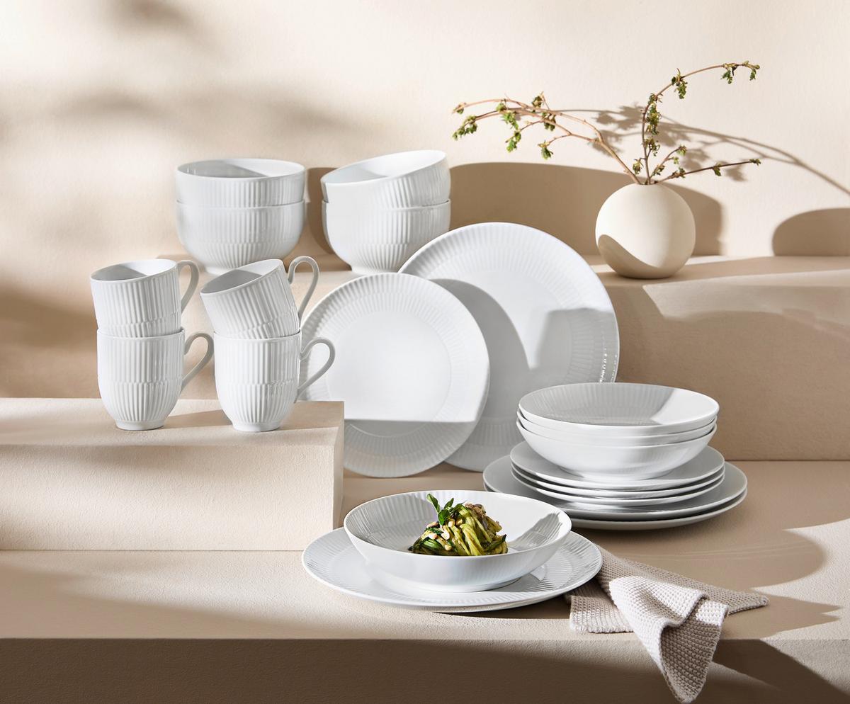 SERWIS OBIADOWO-ŚNIADANIOWY AMINA UNI 3 - biały, Konventionell, ceramika - Seltmann Weiden