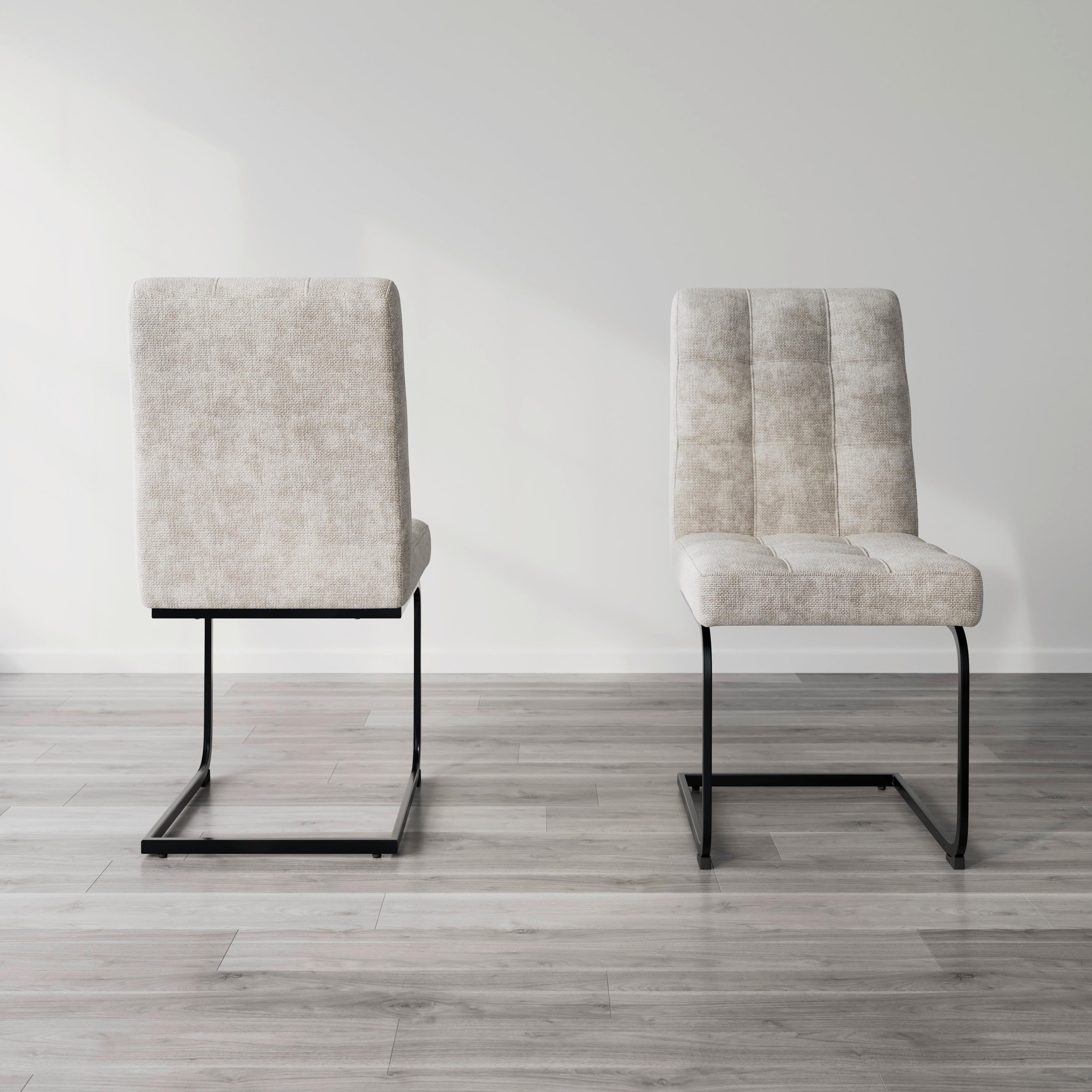 Schwingstuhl Nova Hellgrau Webstoff Gepolstert - Hellgrau/Schwarz, MODERN, Holz/Textil (46/97/62cm) - Bessagi Home