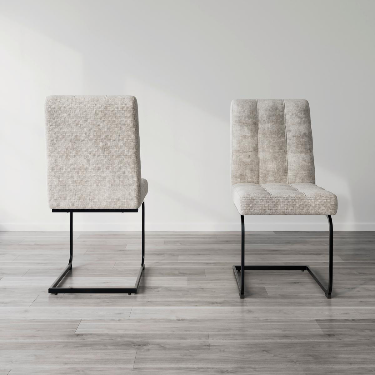 Schwingstuhl Nova Hellgrau Webstoff Gepolstert - Hellgrau/Schwarz, MODERN, Holz/Textil (46/97/62cm) - Bessagi Home