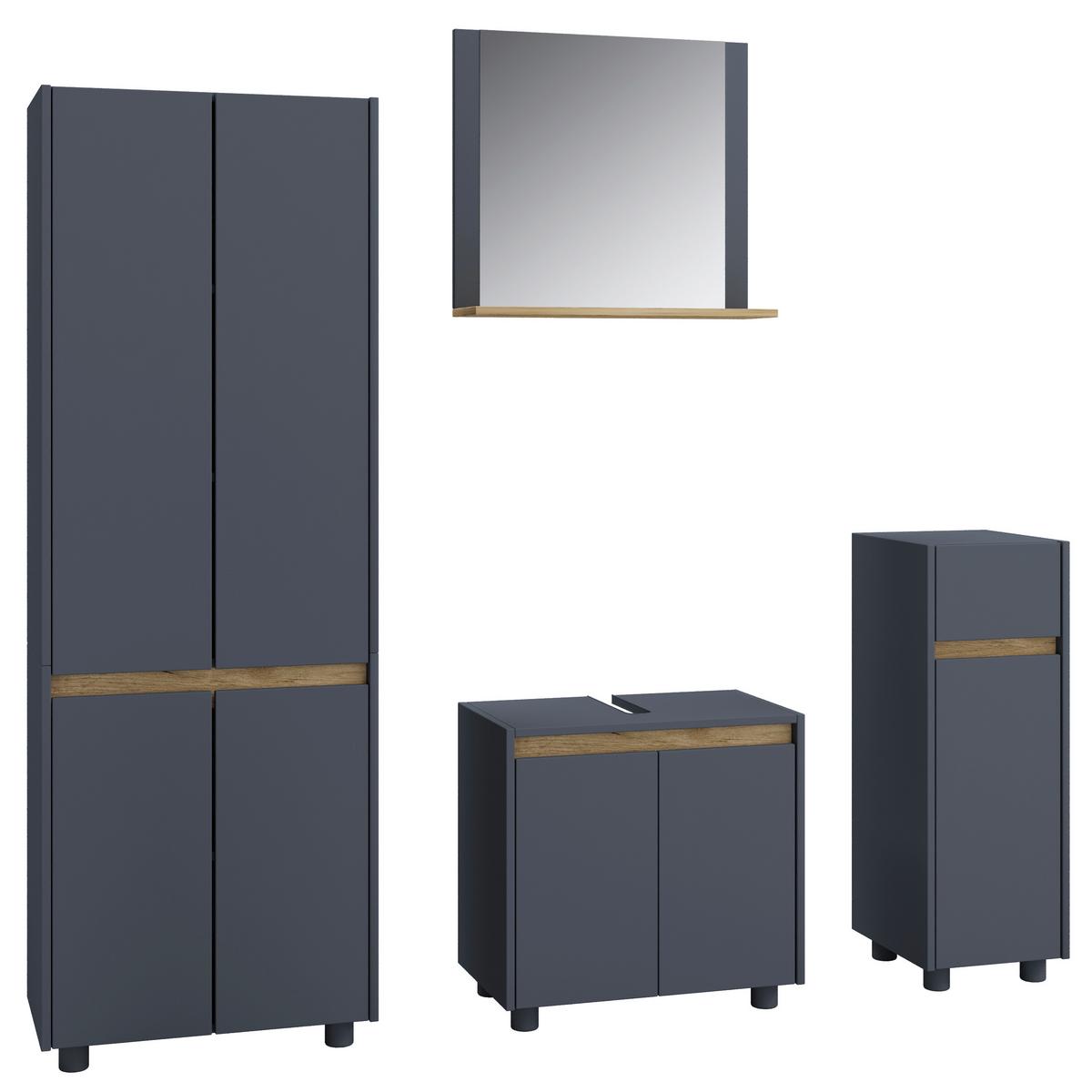 Badezimmer Cosila - Honigeiche/Anthrazit, Trend, Holzwerkstoff/Kunststoff (154cm) - MID.YOU