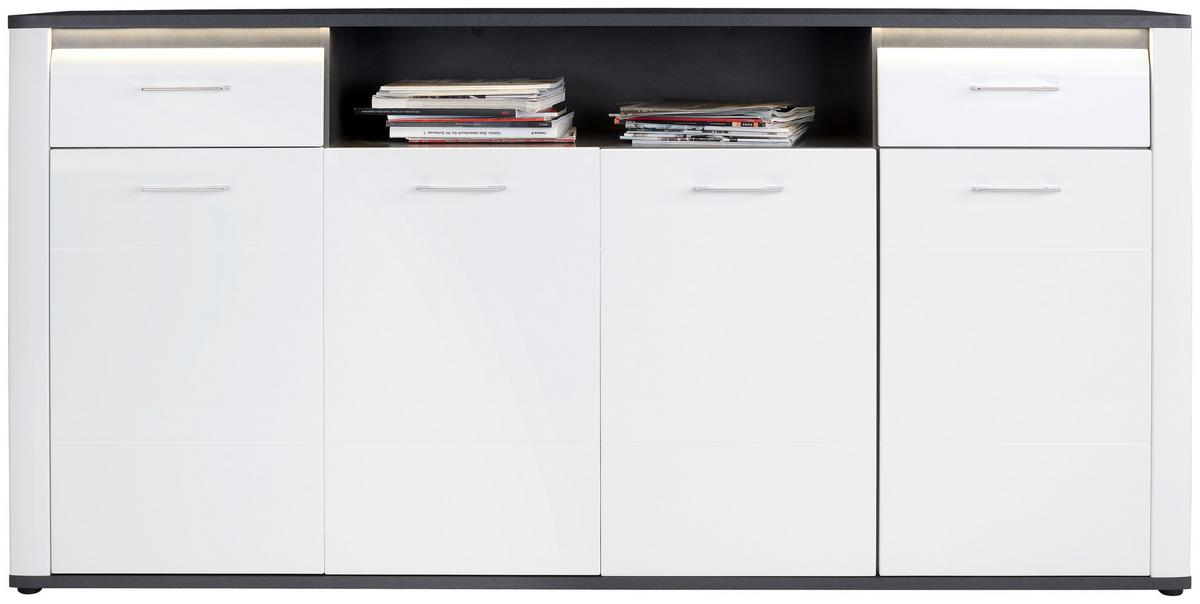 Comodă înaltă Alassio - alb/grafit, Modern, material pe bază de lemn (203,6/104/40,5cm) - Mömax