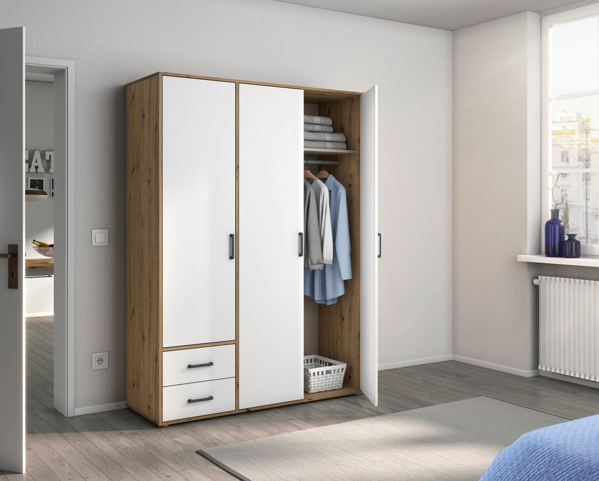 DULAP  USI ROTATIVE VOYAGER - alb/stejar Artisan, Modern, material pe bază de lemn (140/194/53cm) - Modern Living
