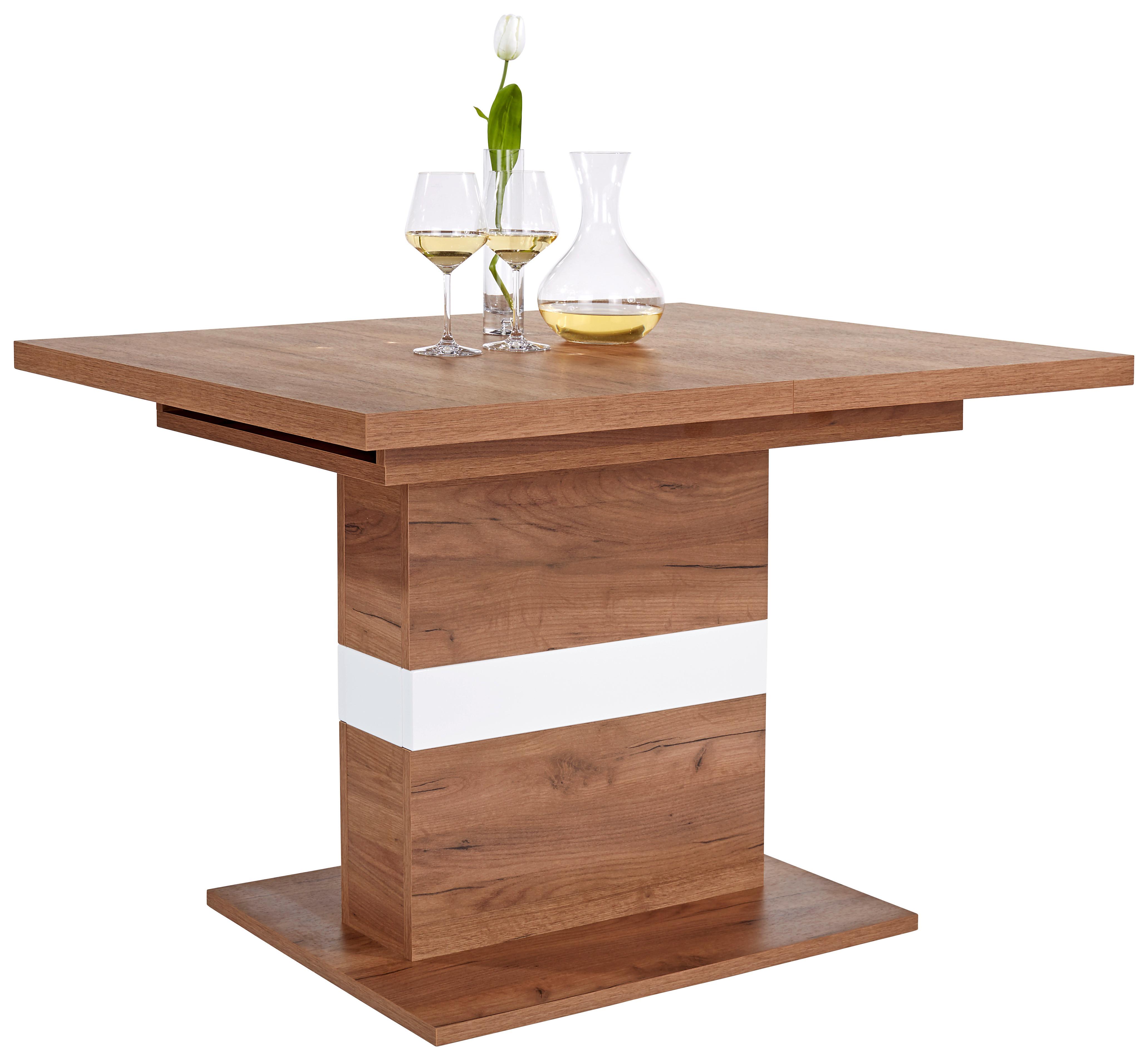 Kihúzható Asztal Avensis New - tölgyfa színű/fehér, Modern, faalapú anyag (120/75,9/80cm) - Luca Bessoni