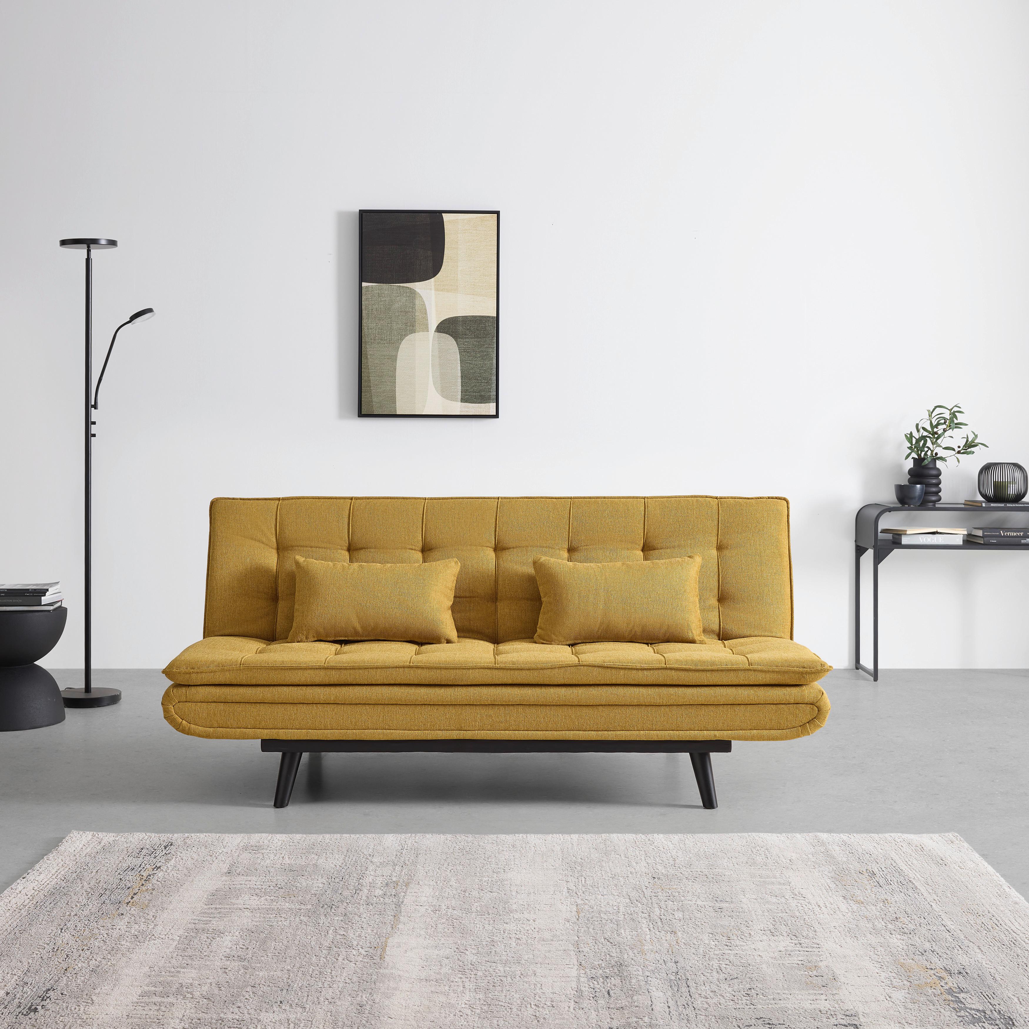 BÄDDSOFFA SUN -BASED- - svart/gul, Modern, trä/textil (190/83/93cm) - Based