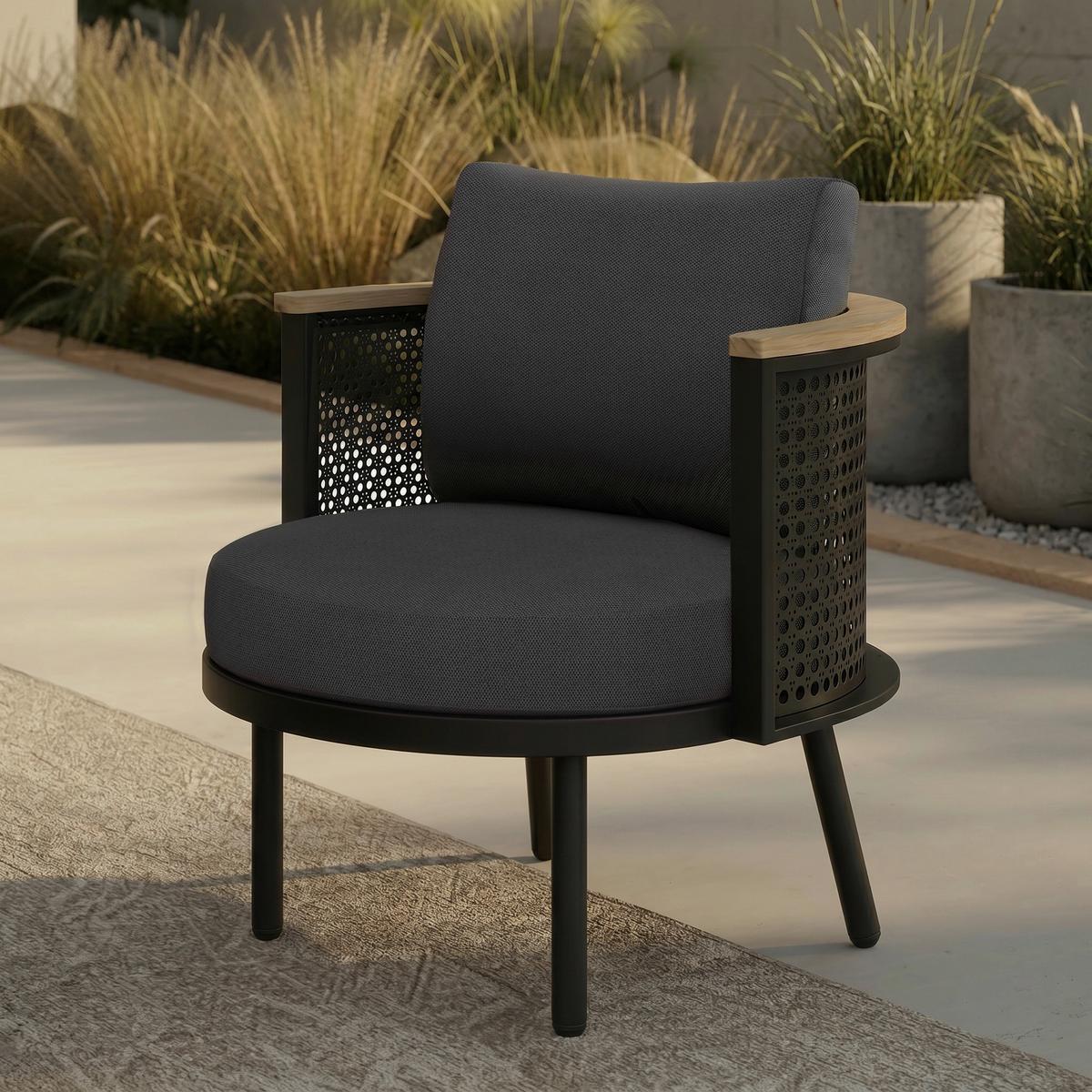 Kerti Étkezőgarnitúra Lissa - fekete/körtefa színű, Modern, műanyag/textil - Bessagi Garden