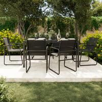 Gartentischgruppe Tanja Dunkelgrau Stahlrahmen/Glas - Dunkelgrau/Grau, Basics, Glas/Textil (160/90/75cm) - Mömax