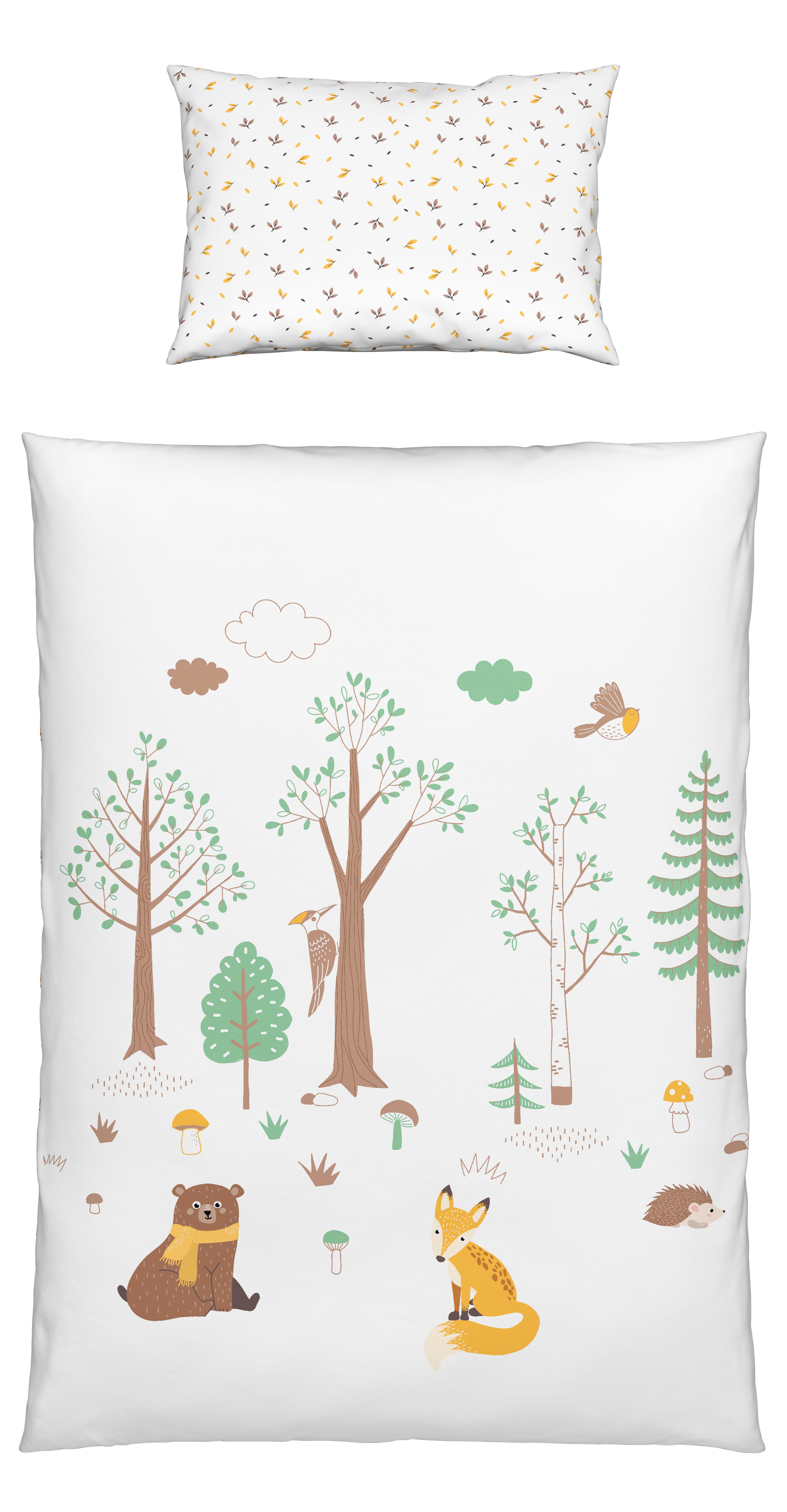 POŚCIEL NIEMOWLĘCA FOREST - biały/różnokolorowy, Basics, tkanina (100/135cm) - Patinio