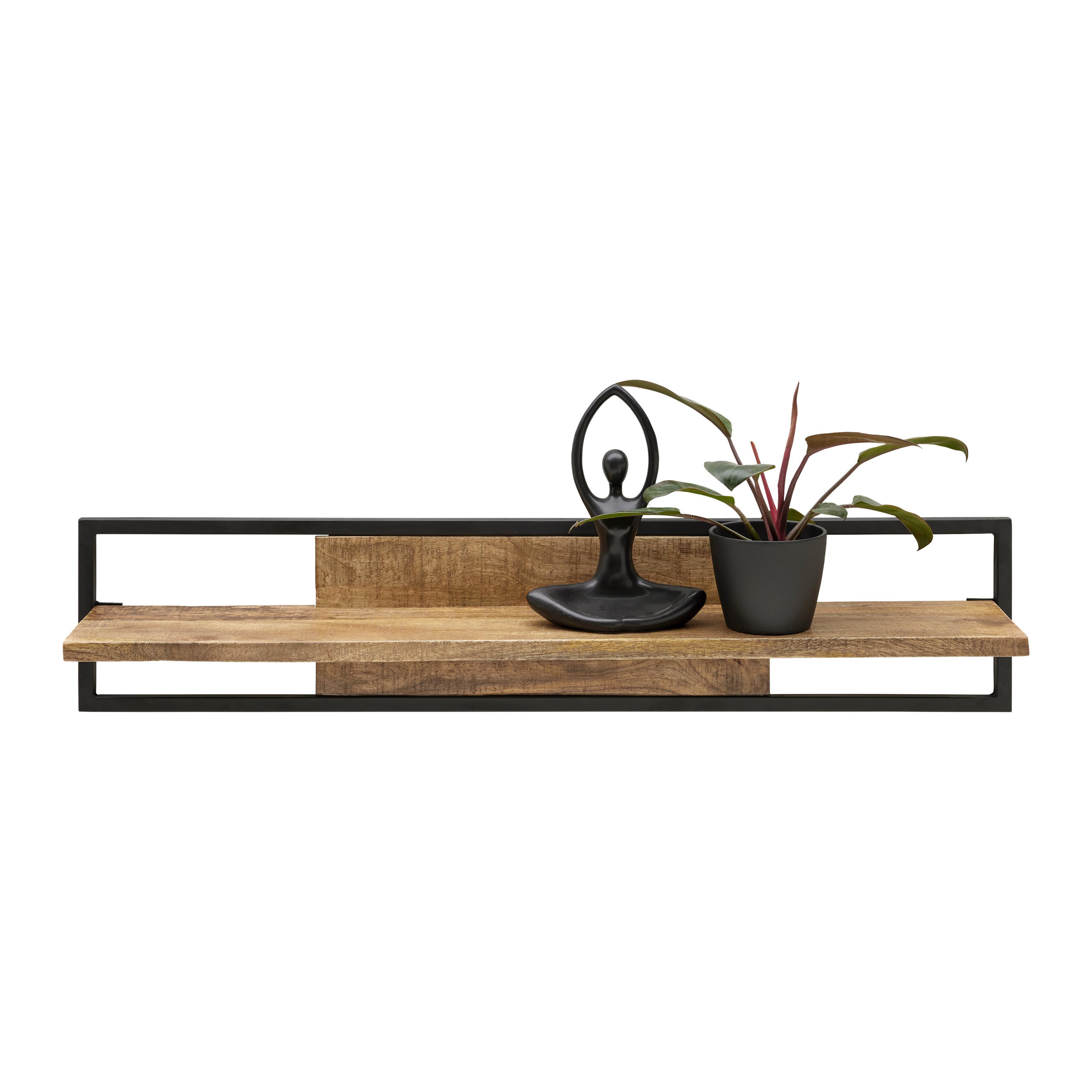 VÄGGHYLLA EVEREST -EXKLUSIV- - svart/naturfärgad, Natur, metall/trä (120/30cm) - Mömax