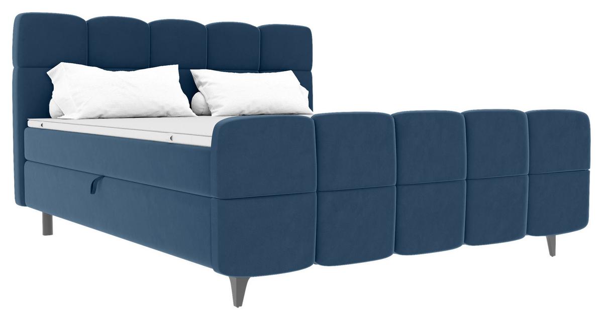 Boxbett Mona Blau ca. 140x200cm - Blau/Schwarz, KONVENTIONELL, Kunststoff/Textil (140/200cm) - Mömax