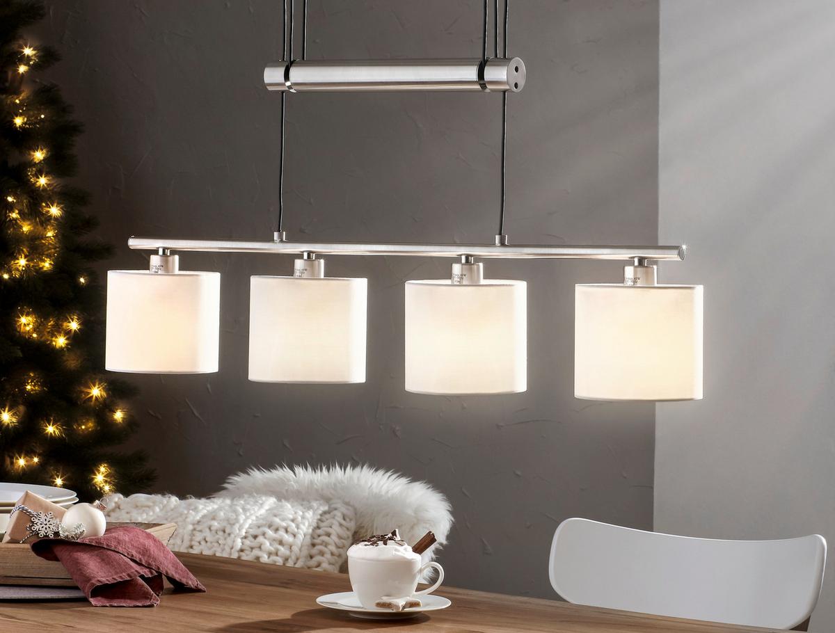 LAMPA WISZĄCA X30054001 GARDA *SBN* - biały/kolor niklowy, Design, metal/tkanina (77/95-150cm) - Novel