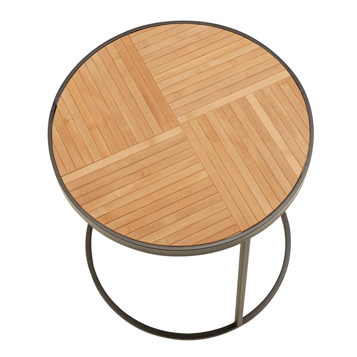 Beistelltischset Can in Naturfarben/Schwarz Rund - Schwarz/Naturfarben, LIFESTYLE, Naturmaterialien/Holzwerkstoff (47/50/47cm) - Zandiara