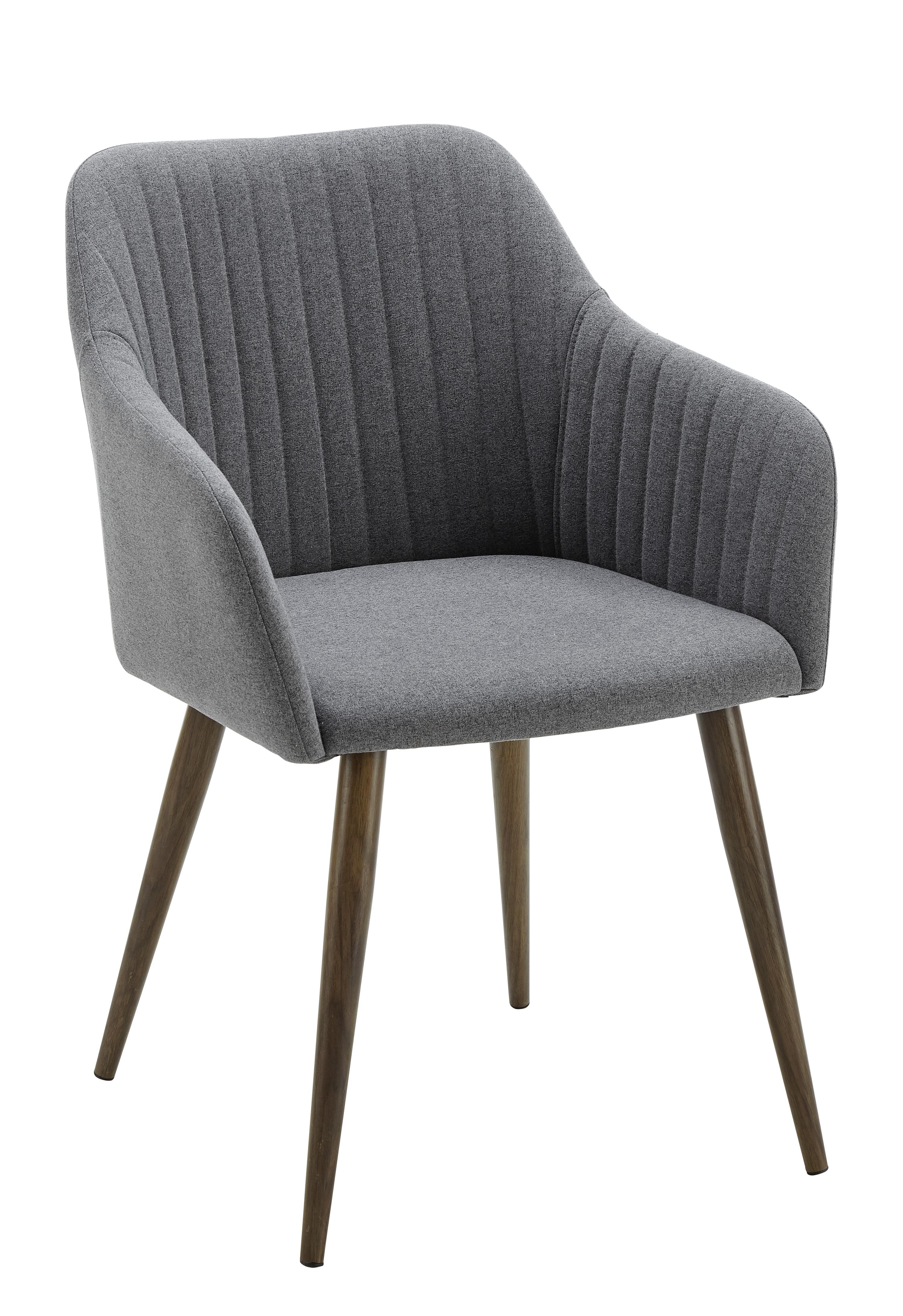 Armlehnstuhl "Nicola" dunkelgrau, Gepolstert - Dunkelgrau/Dunkelbraun, MODERN, Holz/Textil (58/82,5/61,5cm) - Bessagi Home