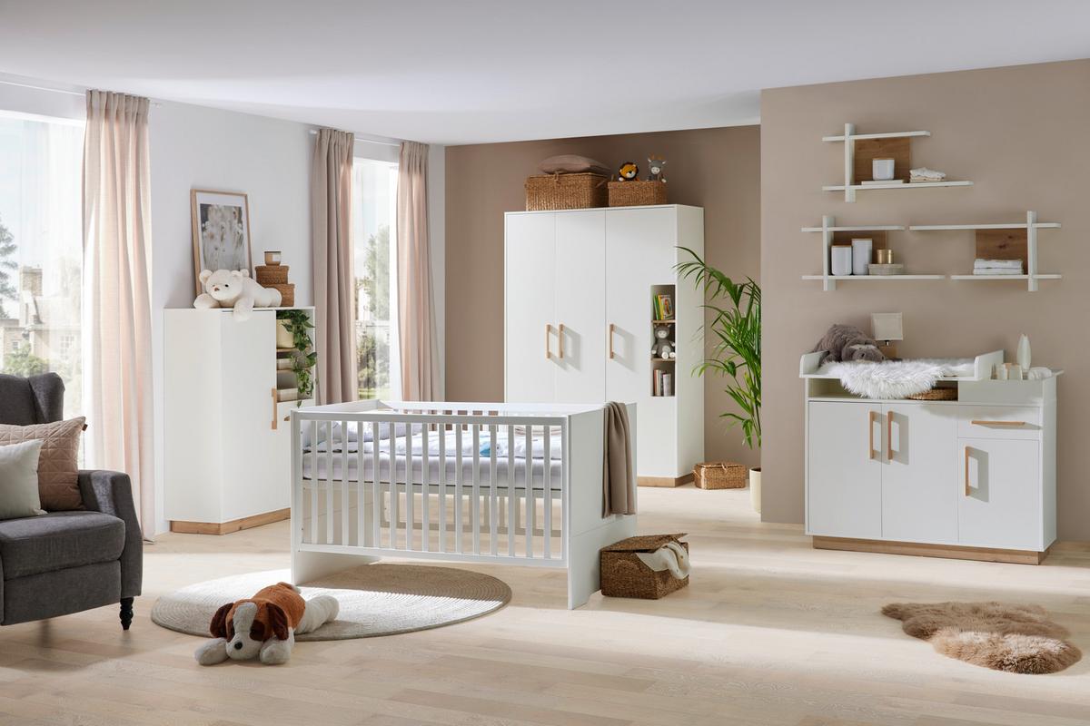 Kleiderschrank Luna White Weiss/Eiche ca. 131x194x55cm - Weiss/Eiche Artisan, Konventionell, Holz/Holzwerkstoff (131/194/55cm) - Roba