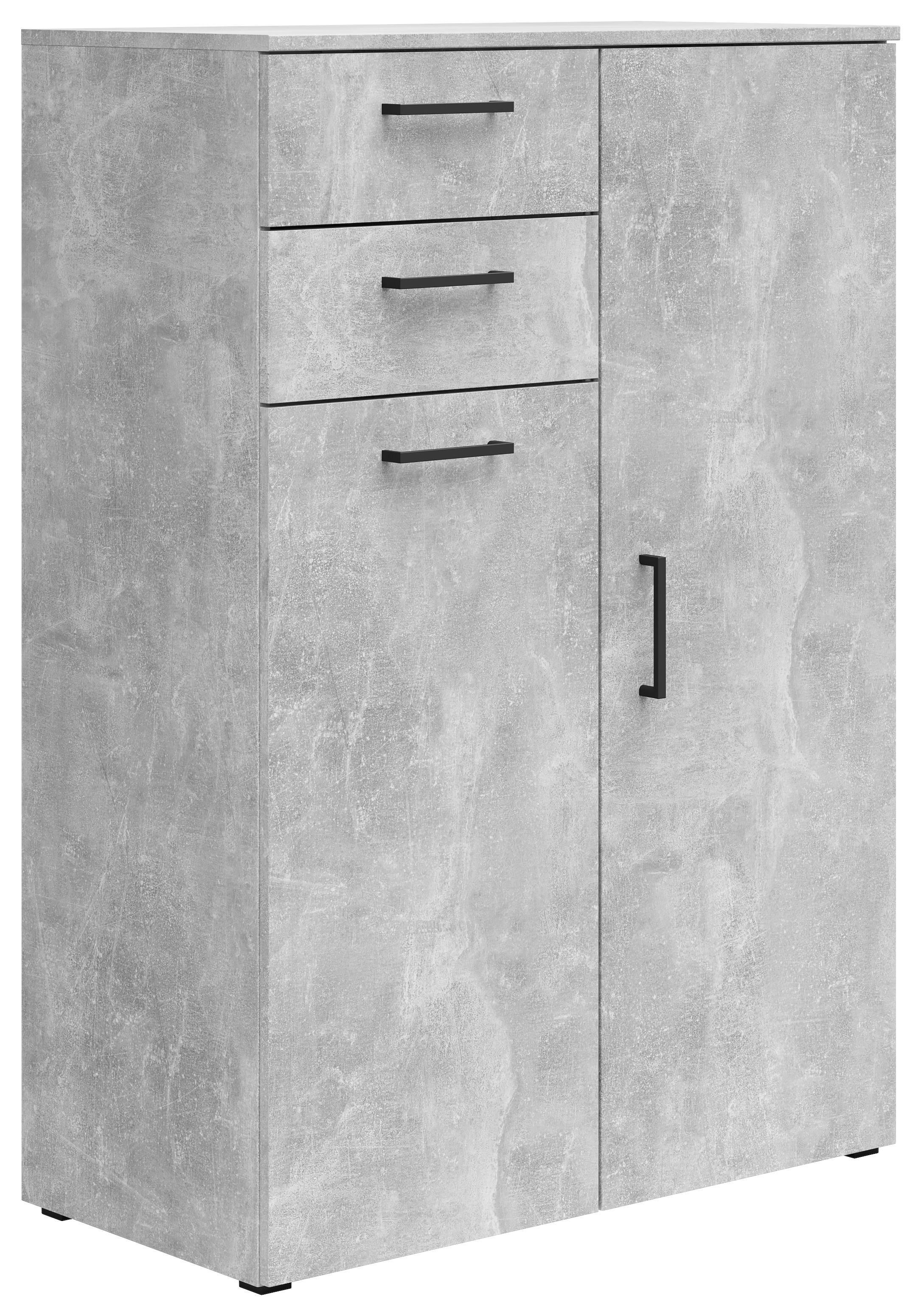 Kommode Multistauraum Betonoptik - Anthrazit/Grau, MODERN, Holzwerkstoff/Kunststoff (80/115/40cm) - Mömax