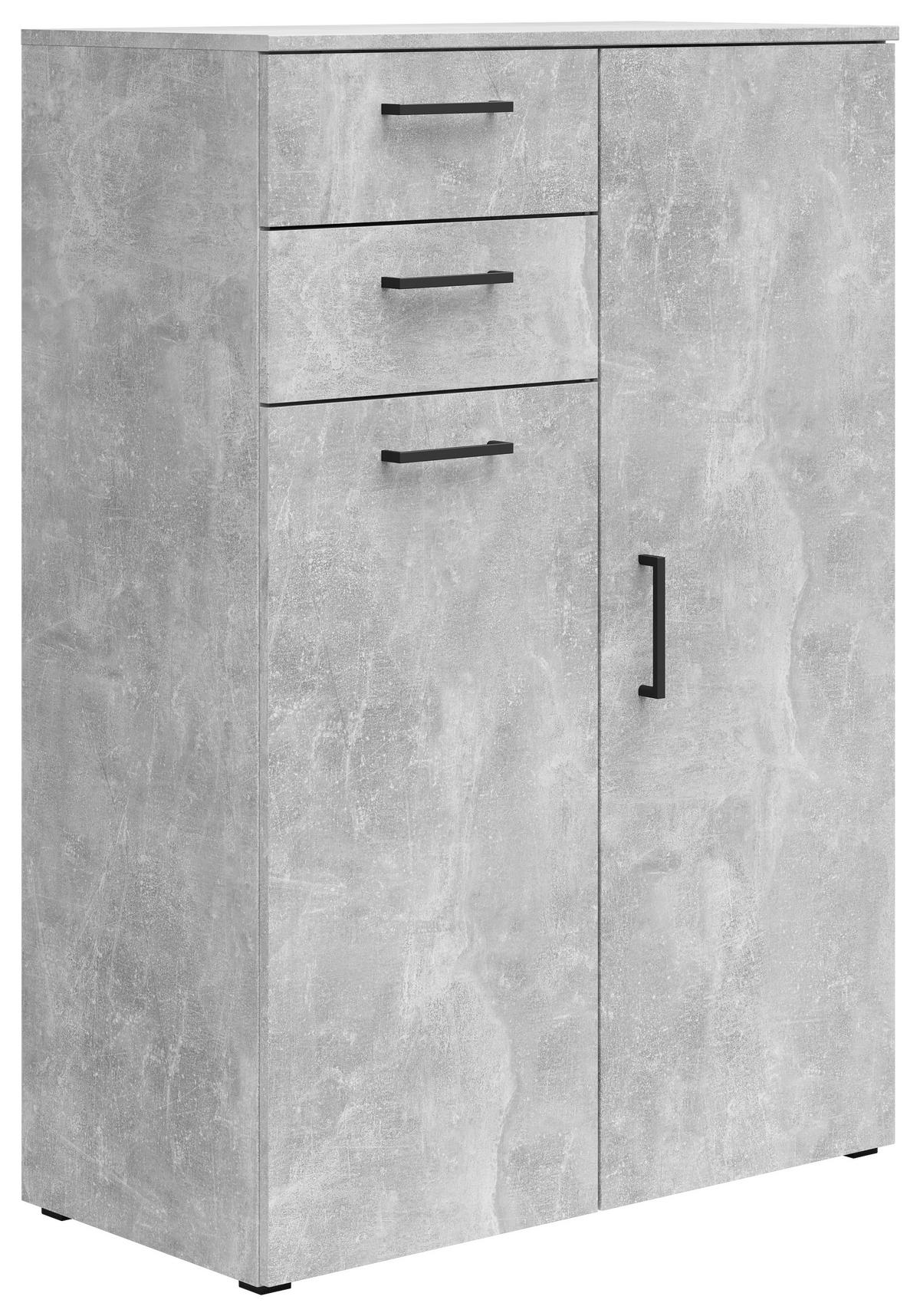 Kommode Multistauraum Betonoptik - Anthrazit/Grau, MODERN, Holzwerkstoff/Kunststoff (80/115/40cm) - Mömax