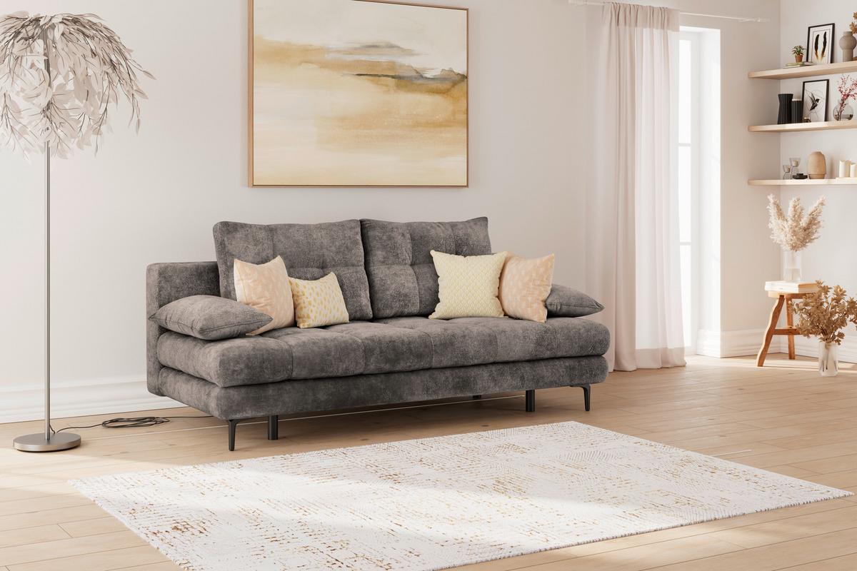 Canapea extensibila PERLA - grafit, Konventionell, textil (203/94/96cm)