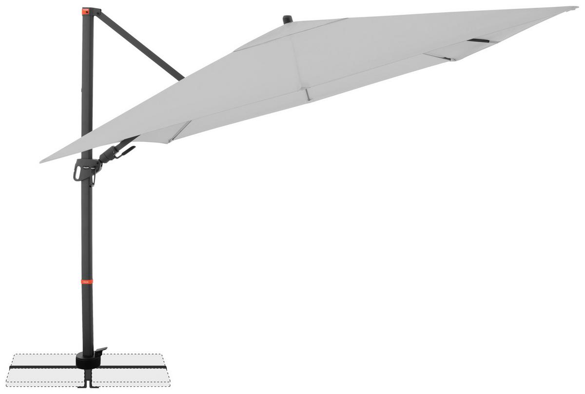 Ampelschirm Myzone Hellgrau ca. 280x280cm - Anthrazit/Hellgrau, Basics, Textil/Metall (280/280cm) - Doppler