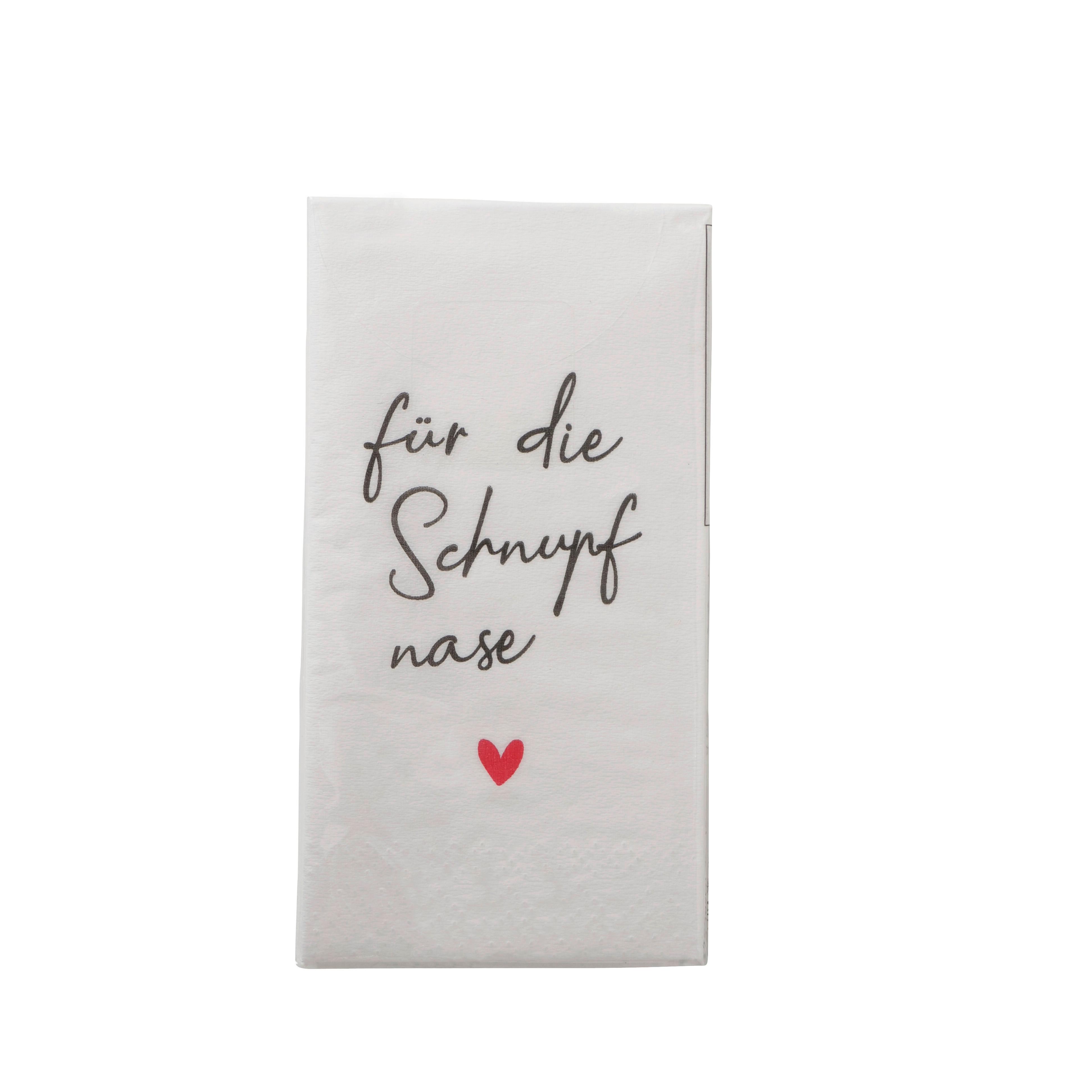 Taschentuch Schnupfnase I Motiv: Schriftzug - Schwarz/Weiß, KONVENTIONELL, Papier (10,5/5,3/2,2cm) - Modern Living