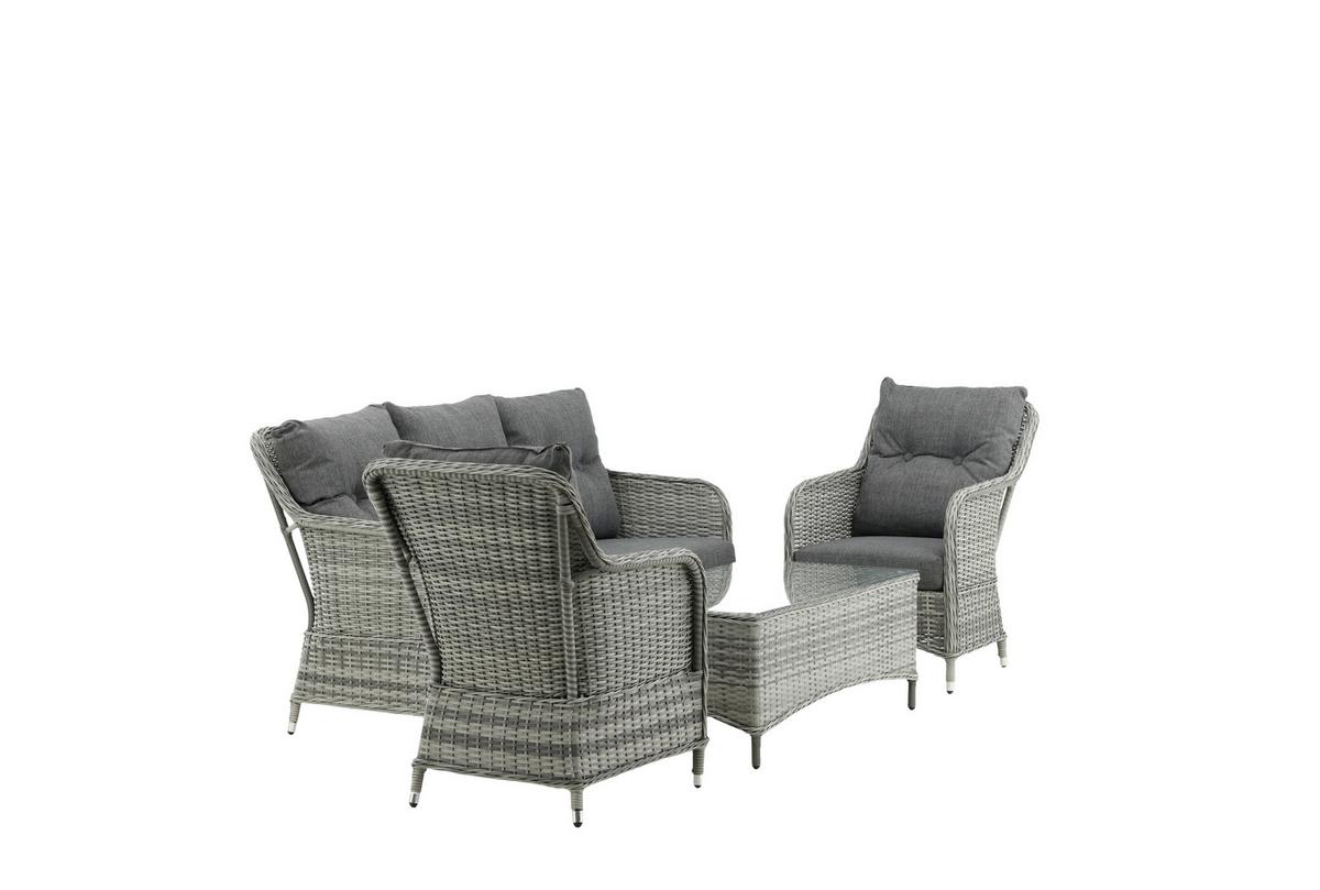 LOUNGEGARNITUR VIKELUND - Grau, KONVENTIONELL, Holz - Gardenson