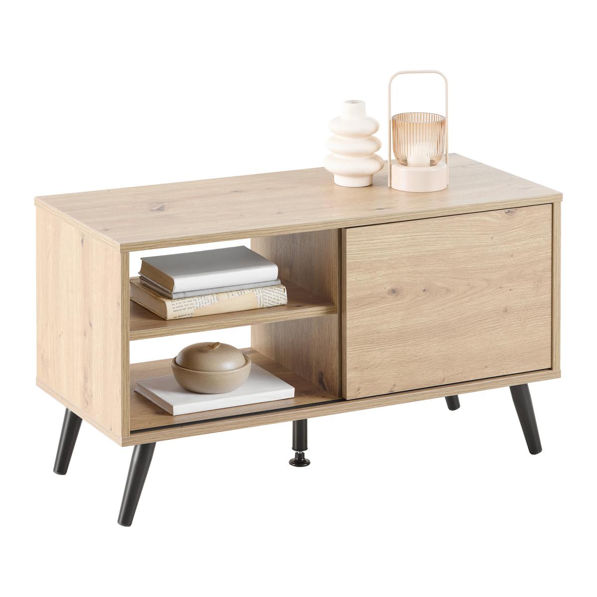 Phonotisch Move Eiche Artisan/Schwarz - Schwarz/Eiche Artisan, MODERN, Holzwerkstoff/Metall (80/46/35cm) - Based