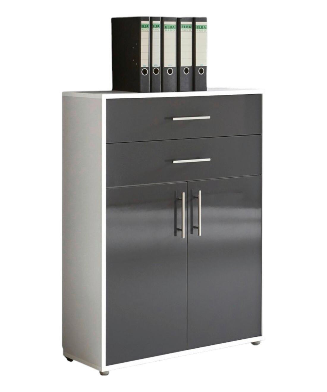 Aktenschrank Office Edition Weiß/Anthrazit - Anthrazit Hochglanz/Weiß, MODERN, Holzwerkstoff (84,5/114/33cm) - MID.YOU