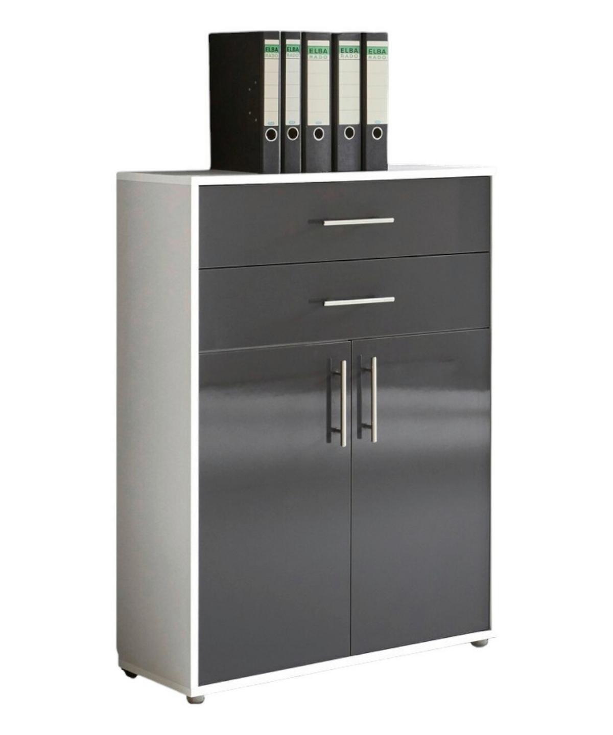 Aktenschrank Office Edition Weiß/Anthrazit - Anthrazit Hochglanz/Weiß, MODERN, Holzwerkstoff (84,5/114/33cm) - MID.YOU