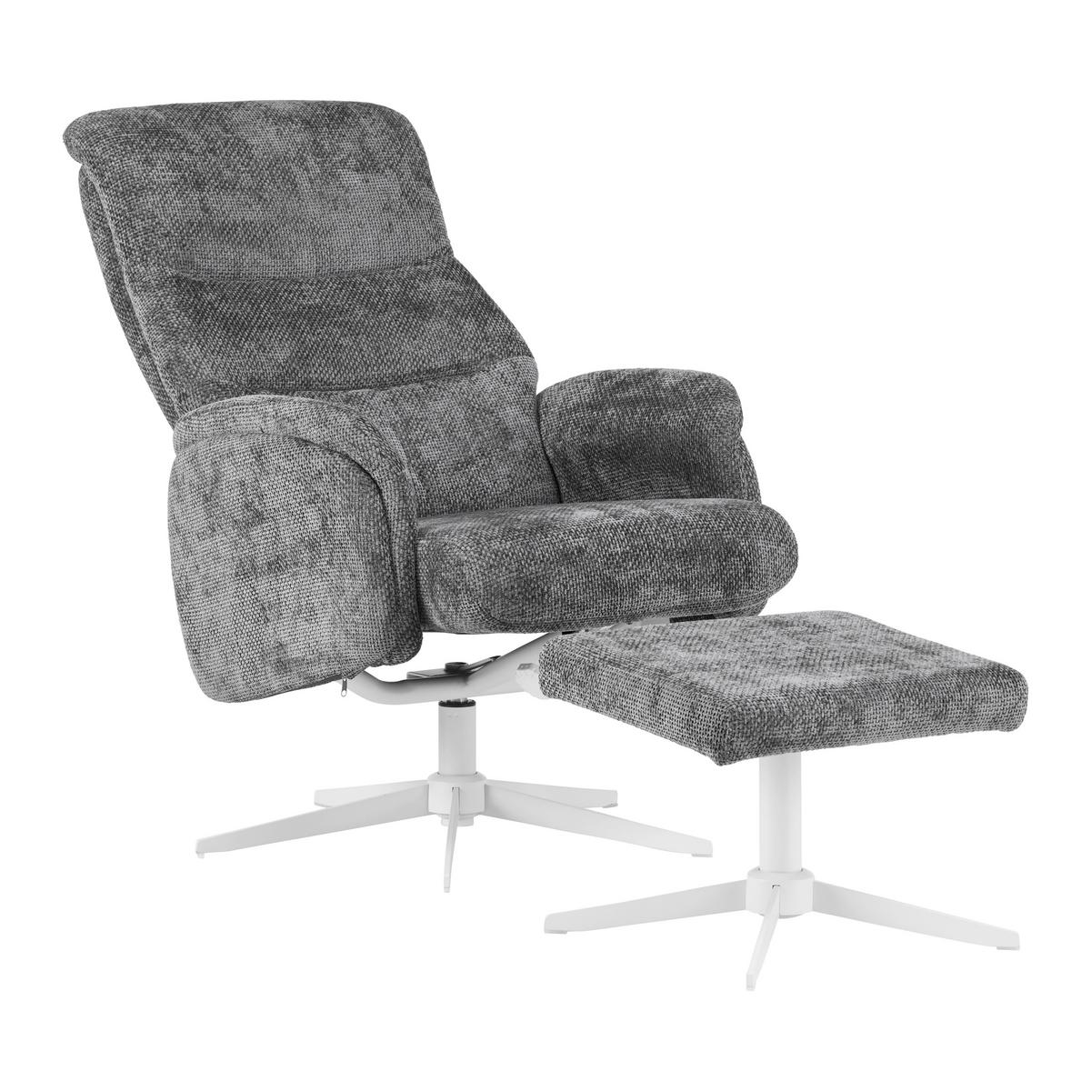 RELAXSESSEL STAR - Weiss/Graphitfarben, Modern, Textil/Metall (72/107-95/86-110cm) - Mömax