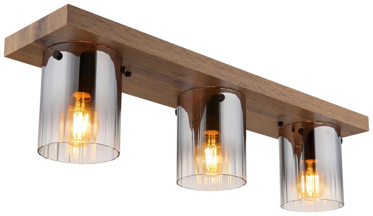 Stropna Svjetiljka Unterwood - tamno smeđa, Natur, staklo/drvni materijal (71/16/18cm) - Globo