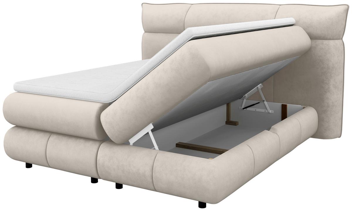 Boxspring Krevet Carmelo - bež/crna, Trend, tekstil/plastika (140/200cm) - Premium Living