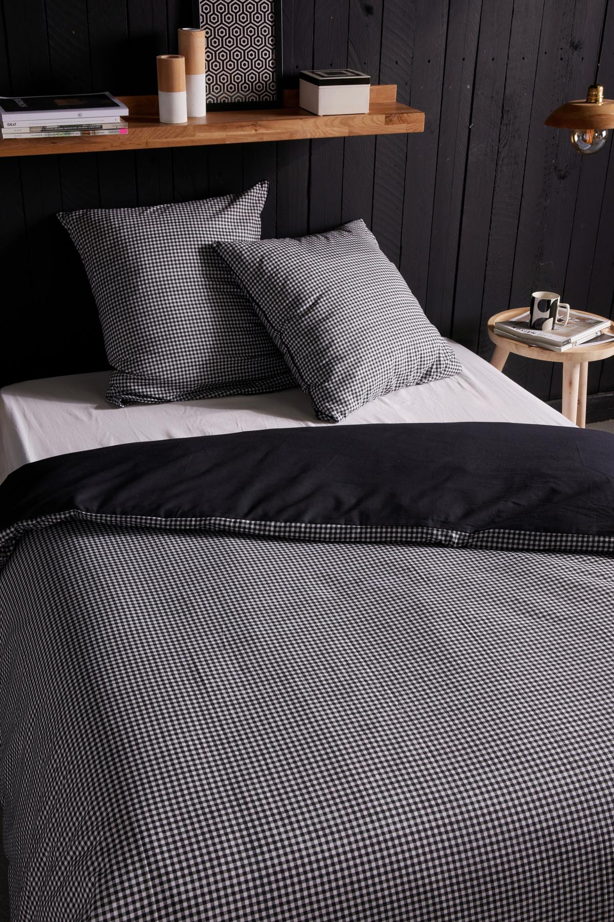 Posteljina Vichy 140x120/60x80cm - crna, tekstil (140/200cm)